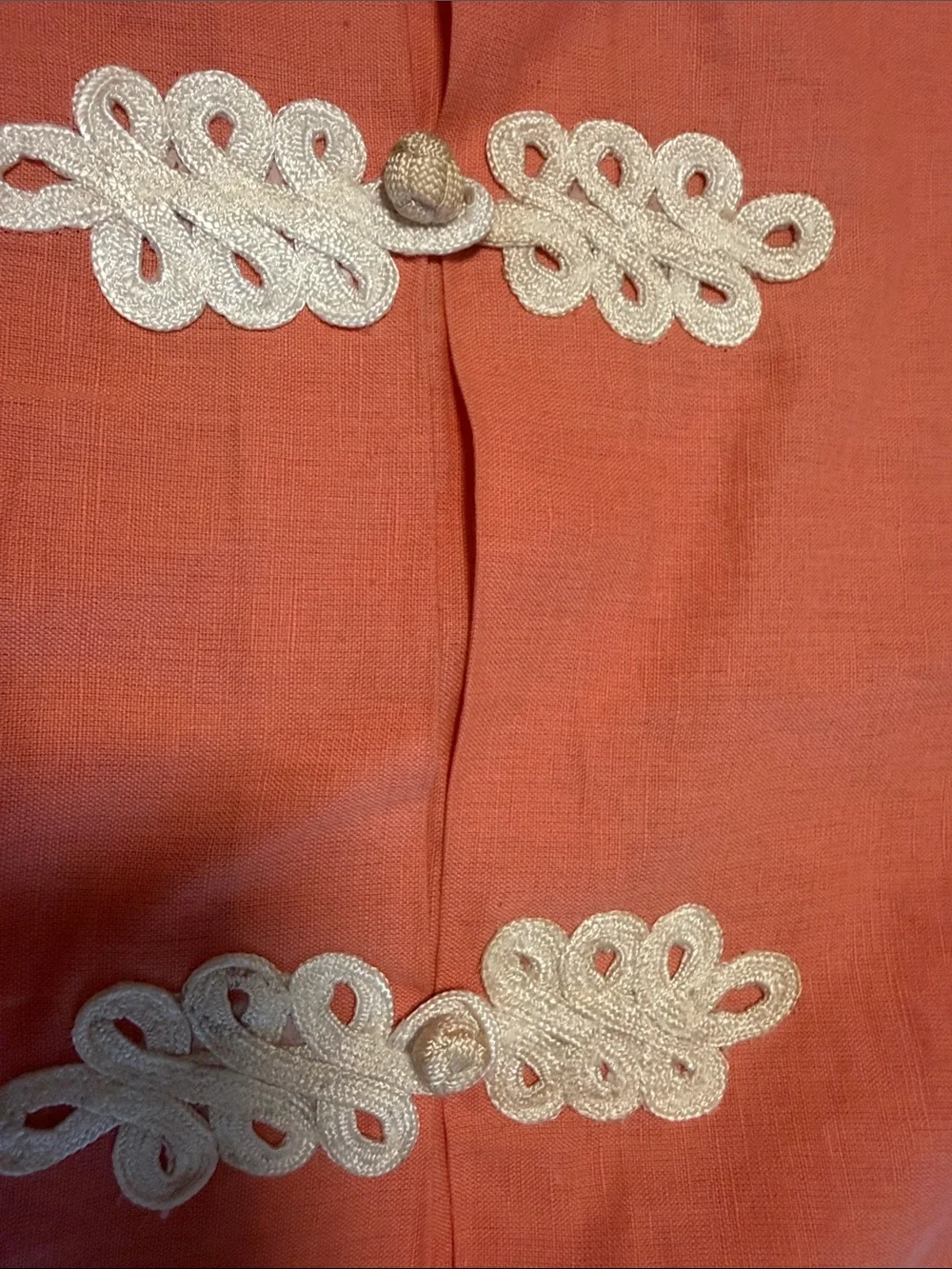 Ballard Designs Coral Decorative Accent Pillow Cover with White Embellishments